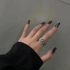 Stainless Steel Geometric Chain Ring For Women Gold Inlaid Hip Hop Style Statement Jewelry