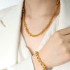 316L Stainless Steel Geometric Chain Stitching Personality Necklace And Bracelet Jewelry Electroplated