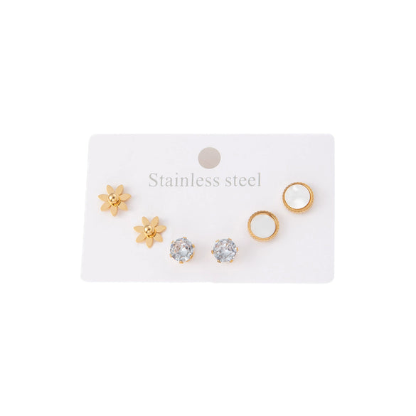 Titanium Steel Geometric Circle Electroplated Earrings For Women