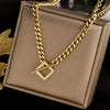 Titanium Steel Geometric Clavicle Chain For Women With Gold Inlaid Ins Hiphop Street Cold Style