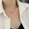 Titanium Steel Geometric Clavicle Chain Necklace For Women With Electroplating And Water Wave Chain Style
