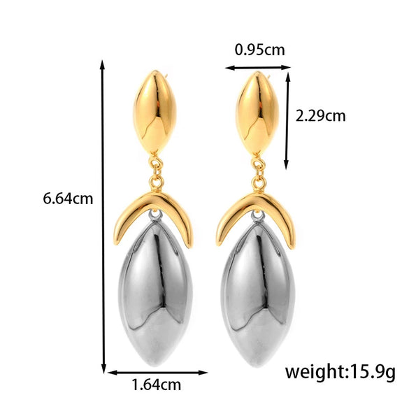 Titanium Steel Geometric Crescent Light Luxury Earrings With Electroplating