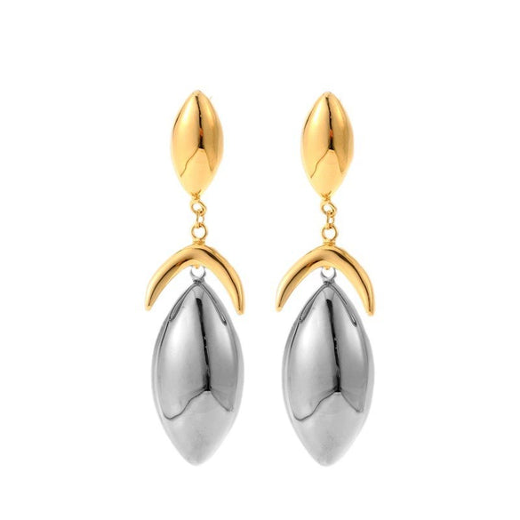 Titanium Steel Geometric Crescent Light Luxury Earrings With Electroplating