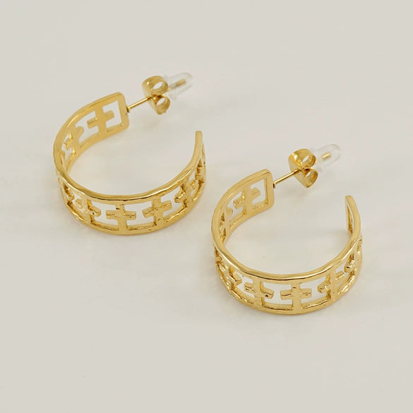 316L Stainless Steel Geometric Cross Electroplated Women's Earrings