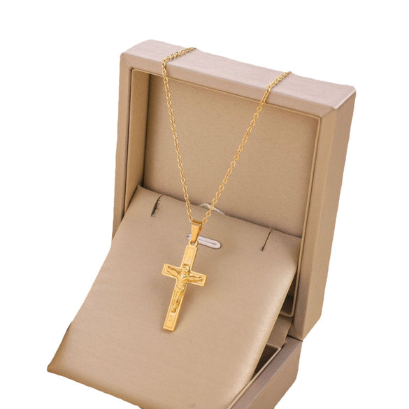 Titanium Steel Geometric Cross Electroplated Women's Necklace