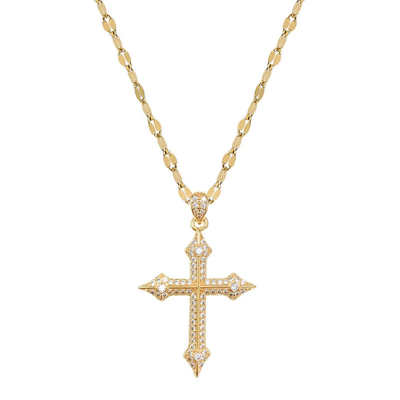 Titanium Steel Geometric Cross Micropaved Diamond Cartoon Necklace For Women