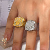 Titanium Steel Geometric Crown Three Beads Ring For Men And Women