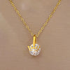 Titanium Steel Geometric Crown Zircon Electroplated Unisex Necklace