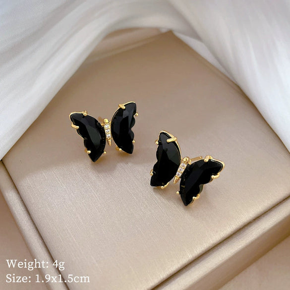 Titanium Steel Geometric Crystal Butterfly Women's Jewelry Set With Electroplating