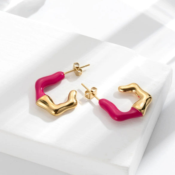 Titanium Steel Geometric Cshaped Electroplated Elegant Women's Earrings