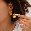 Titanium Steel Geometric Cshaped Electroplated Winding Stitching Hollow Earrings For Women