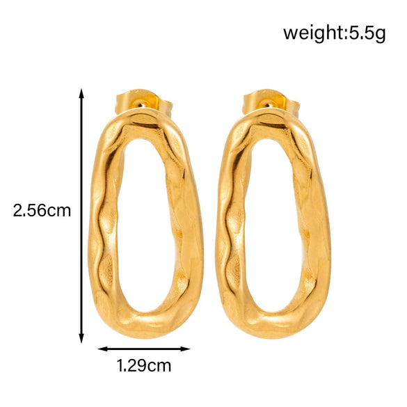 Titanium Steel Geometric Cshaped Snakeshaped Hollow Light Luxury Earrings With Electroplating For Women