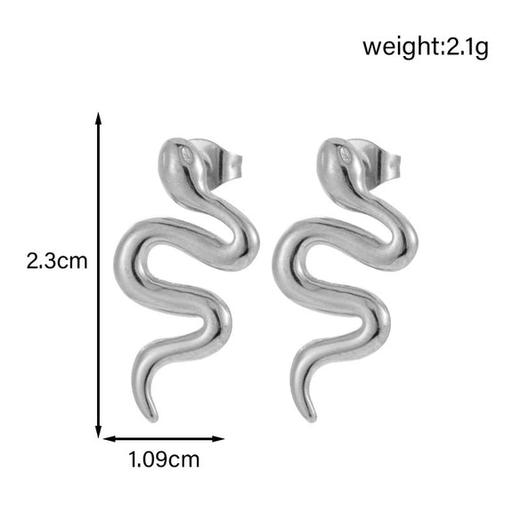Titanium Steel Geometric Cshaped Snakeshaped Hollow Light Luxury Earrings With Electroplating For Women