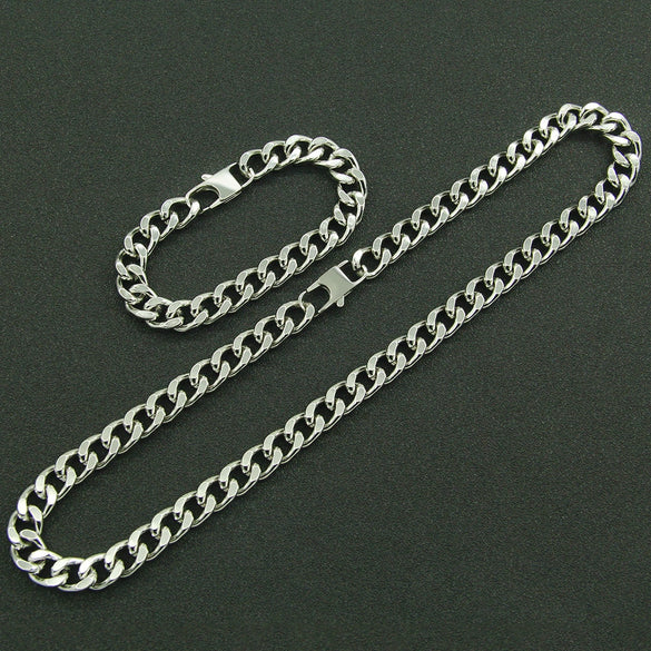 Titanium Steel Geometric Cuban Chain Bracelet For Men Street Punk Motorcycle Style