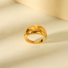 Titanium Steel Geometric Curved Plain Ring For Women With 18K Gold Electroplating
