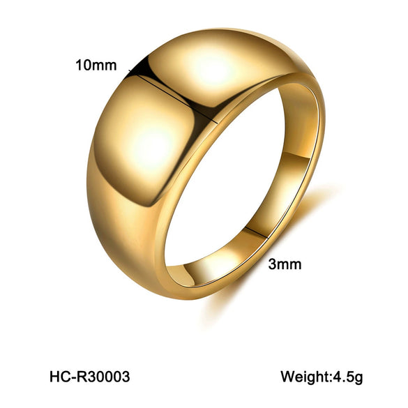 Titanium Steel Geometric Curved Plain Ring For Women With 18K Gold Electroplating