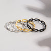 Titanium Steel Geometric Cut Out Chain Shape Ring Electroplated