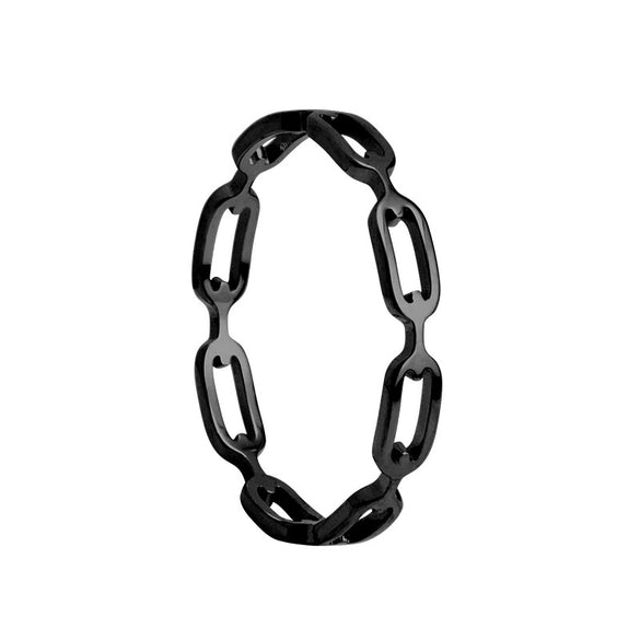 Titanium Steel Geometric Cut Out Chain Shape Ring Electroplated