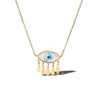 Titanium Steel Geometric Devil's Eye Tassel Pendant Necklace For Women