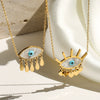 Titanium Steel Geometric Devil's Eye Tassel Pendant Necklace For Women