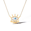 Titanium Steel Geometric Devil's Eye Tassel Pendant Necklace For Women