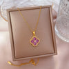Titanium Steel Geometric Diamond Flower Women's Ochain Necklace