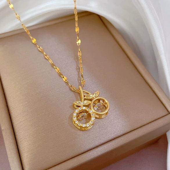 Titanium Steel Geometric Diamond Inlaid Women's Fashionable Clavicle Necklace