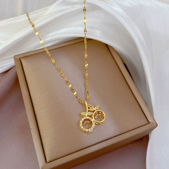 Titanium Steel Geometric Diamond Inlaid Women's Fashionable Clavicle Necklace