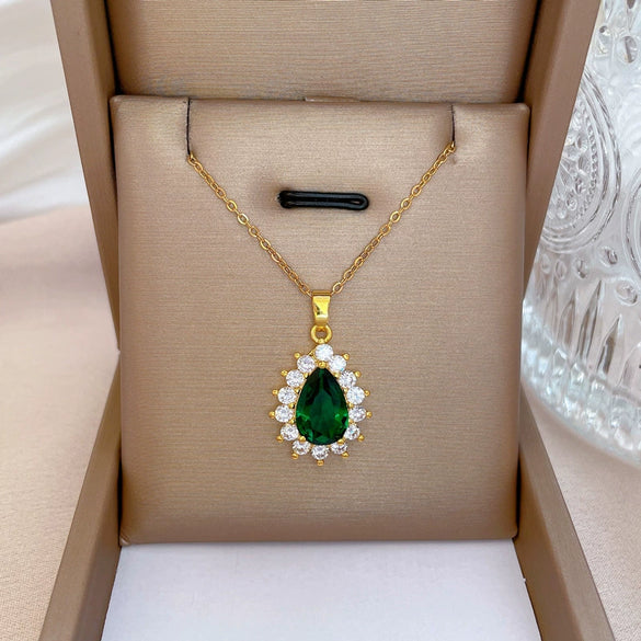 Titanium Steel Geometric Diamond Zircon Women's Ochain Necklace