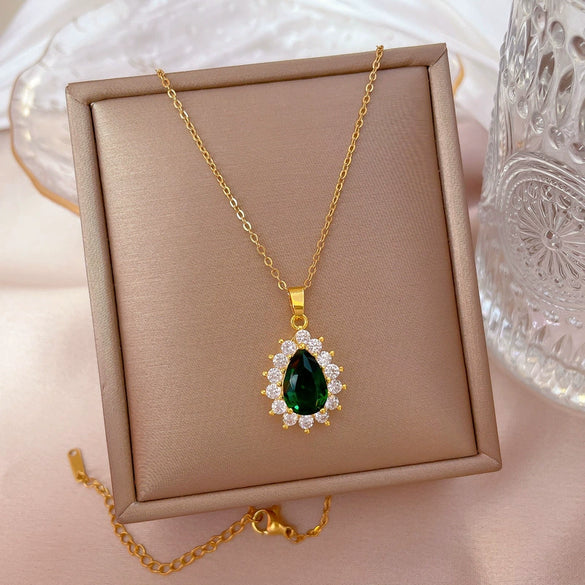 Titanium Steel Geometric Diamond Zircon Women's Ochain Necklace