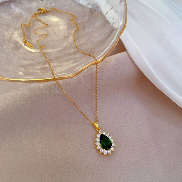 Titanium Steel Geometric Diamond Zircon Women's Ochain Necklace