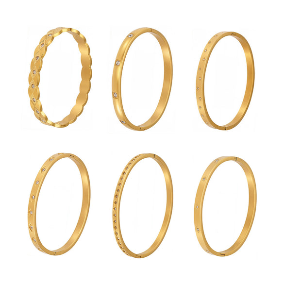 316L Stainless Steel Geometric Diamondencrusted Electroplated Fashion Ladies Bracelet