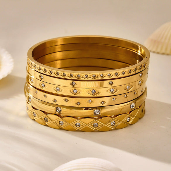 316L Stainless Steel Geometric Diamondencrusted Electroplated Fashion Ladies Bracelet
