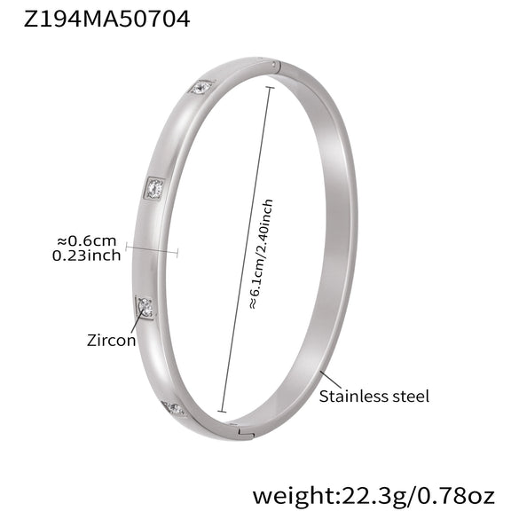 316L Stainless Steel Geometric Diamondencrusted Electroplated Fashion Ladies Bracelet
