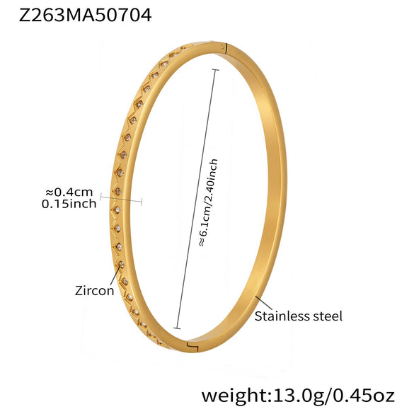 316L Stainless Steel Geometric Diamondencrusted Electroplated Fashion Ladies Bracelet