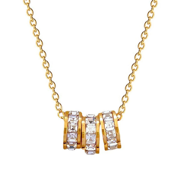 Titanium Steel Geometric Diamondencrusted Electroplated Necklace For Women