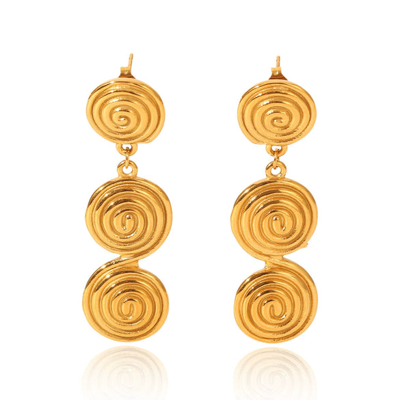 Titanium Steel Geometric Disc Earrings For Women With Pvd Vacuum Plating