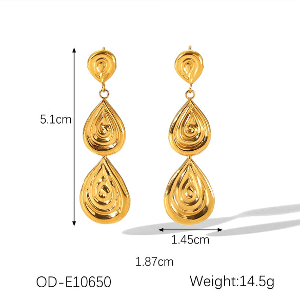Titanium Steel Geometric Disc Earrings For Women With Pvd Vacuum Plating