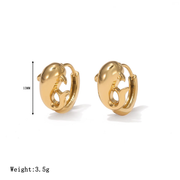 Titanium Steel Geometric Dolphin Earrings For Women Electroplated Minimalist Jewelry