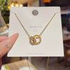 Titanium Steel Geometric Double Ring Circle Clavicle Necklace With Zirconia Design For Women