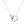 Titanium Steel Geometric Double Ring Circle Clavicle Necklace With Zirconia Design For Women