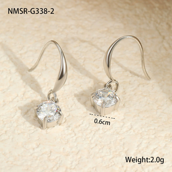 Titanium Steel Geometric Earrings For Women Claw Inlaid Zircon Electroplated Jewelry