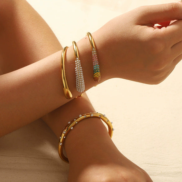Titanium Steel Geometric Electroplated Bracelet