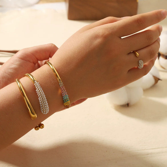 Titanium Steel Geometric Electroplated Bracelet