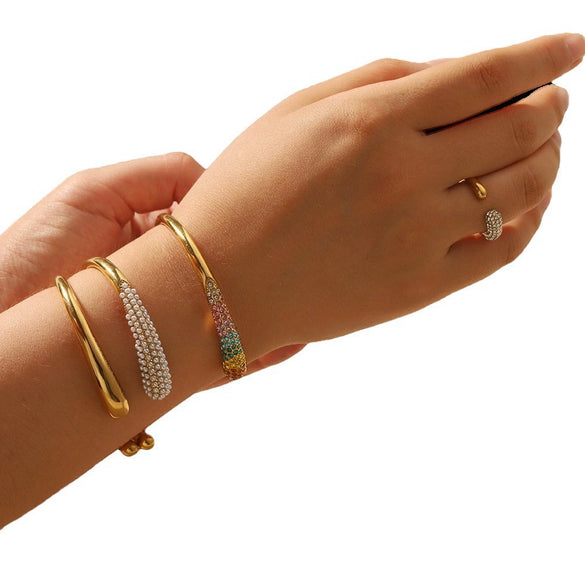 Titanium Steel Geometric Electroplated Bracelet