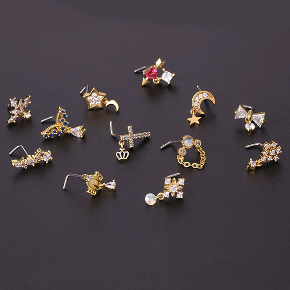 Titanium Steel Geometric Electroplated Puncture Jewelry For Women