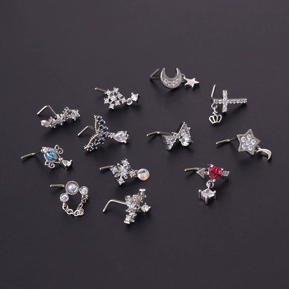 Titanium Steel Geometric Electroplated Puncture Jewelry For Women