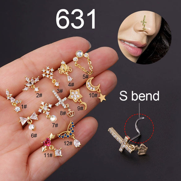 Titanium Steel Geometric Electroplated Puncture Jewelry For Women