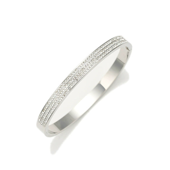 Titanium Steel Geometric Electroplated Three Rows Full Diamond Bracelet Jewelry Wholesale