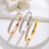 Titanium Steel Geometric Electroplated Three Rows Full Diamond Bracelet Jewelry Wholesale